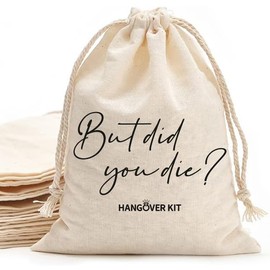 MS But did you die printed Party Favor bags - Cotton Drawstring closure - Bachelorette hangover kit bags - Hangover Recover Kit Wedding Party Gift Bags - 5 * 7 Inch bags Set of 10 D8