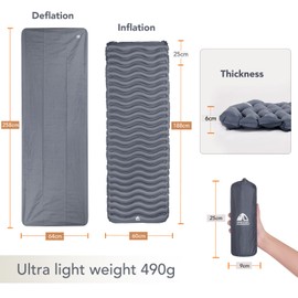 Unigear Ultralight Inflatable Sleeping Pad, Compact Air Camping Mat,Lightweight Camping Mattress for Backpacking, Hiking and Traveling