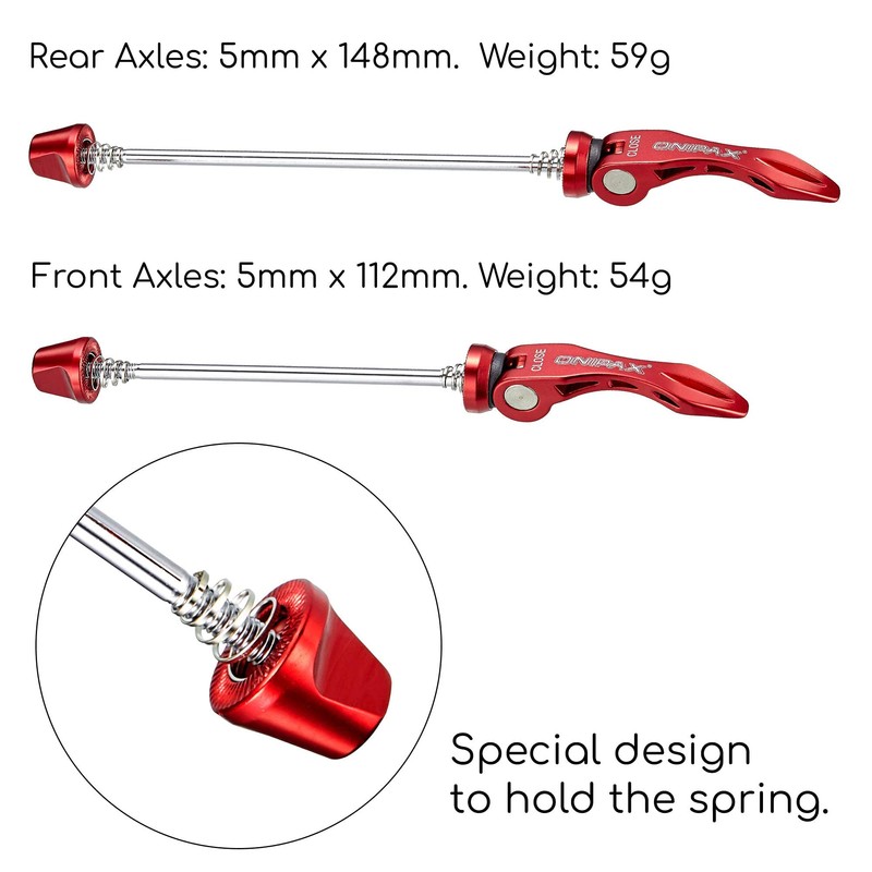 ONIPAX MTB Road Bike Quick Release SKEWERS RED/Black (RED)