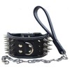 haoyueer 3 inches Wide Leather 4 Rows Spiked Studded Dog