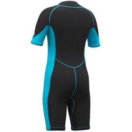 Hevto Kids Wetsuit Shorty for Boys Girls Youth Child Size 14 Year 2mm Neoprene Front Zip Wet Suit in Cold Water Thermal for Swimming Surfing (K1S-Blue, 14)