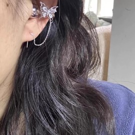 Bow Rhinestone for Clip on Earbuds Open Ear Accessories, Elegant Zirconia Decorative Earphone Accessories, Removable Exquisite DIY Decoration (Butterfly)