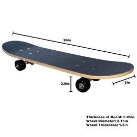 Rude Boyz Skateboard Complete 24 Inch Mini Cruiser with Aluminum Trucks for Kids, Boys, Girls, Youth, Beginners, All Levels