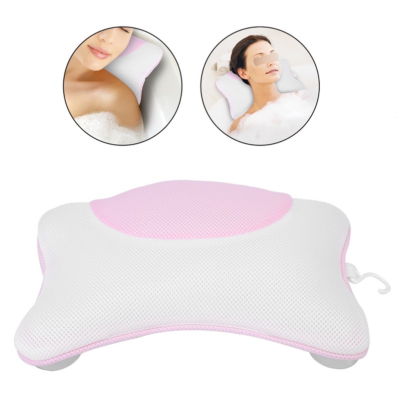 Soft Mesh Bath Pillow Fatigue Relief Relaxation Home Spa Bathtub