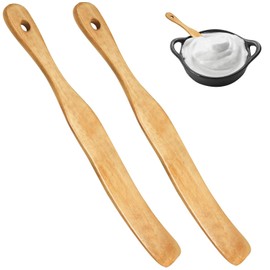2Pcs Wooden Spatula for Cooking, Sourdough Spurtles Kitchen Tools with Hanging Holes, Wooden Spurtle Spatula for Dough Stirring, Fermentation, and Sourdough Baking, Essential Kitchen Utensils