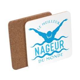 Untersetzer aus Kork – Der beste Schwimmer der Welt Schwimmen Pool – 6 Stück (95 x 95 mm)