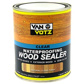 VAN VOTZ Clear Waterproofing Wood Sealer [1-Gallon] - Premium Outdoor Protective Wood Finish. Semi-Gloss Water-Based Varnish for Exterior Wood with Durability in All Weather Conditions.