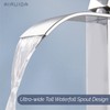 Airuida Tall Bathroom Vessel Faucet Chrome Polish Waterfall Bathroom Single