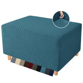 YEMYHOM Ottoman Cover Latest Jacquard Design High Stretch Folding Storage Footstool Protector Rectangle Removable Slipcover (Ottoman X-Large, Peacock Blue)
