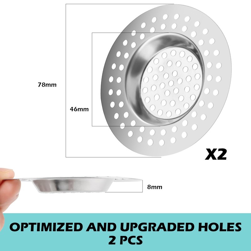 2 Drain Strainer Shower, Hair Strainer Shower Stainless Steel Strainer