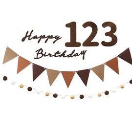 MAEXUS Birthday Decoration, For 1 Year 2 and 3 Years Old, Celebration Decoration, Wall Hanging, Birthday Decoration, Felt Fabric, Triangle Flag Garland, Puffer Ball Garland, Photo Background,