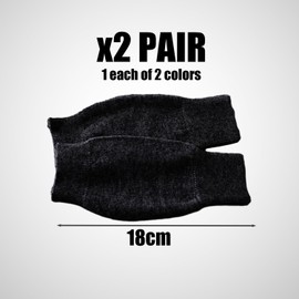 SLEEKEE 2 Pairs Cashmere Fingerless Gloves, Thermal Knitted Wrist Gloves, Winter Warm Half Finger Gloves, Cashmere Thermal Gloves, Black and Light Grey Gloves with Thumb Holes, Black / Light Grey