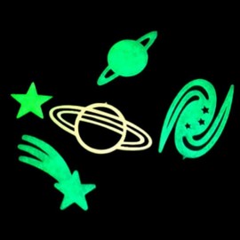 Luminous Space Wall Decals for Kids' Room: Stars, Moon, Sun Accent 20ea