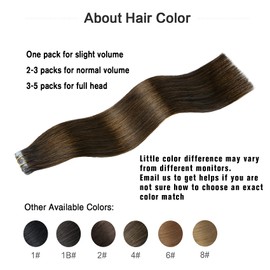 Tape in Brazilian Human Hair Extensions 100% Remy Human Hair Glue in Extensions Balayage Seamless Silky Straight Skin Weft Hair(22Inch #4 Medium Brown 20pcs 60g)