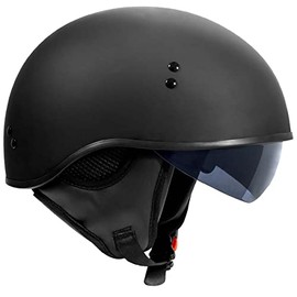 TORC T59 Motorcycle Half Helmet with Magnetic Buckle DOT Approved (Matte Black, Small)