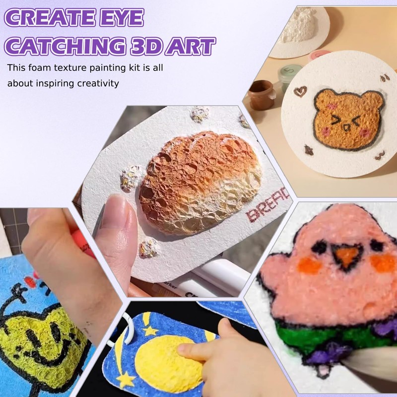 Magic Puffy Paint Foam Texture Paper – 12 Heart-Shaped 3D