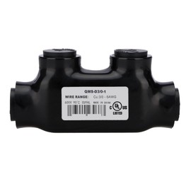 Baomain 1Pcs Insulated in-line Splice Connector Wire Connectors Multi Cable Connector, 2 Ports 3/0-6 AWG Wire Range Pre-Filled and Dual Sided Entry Dual Rated, Black PVC Coated UL Listed