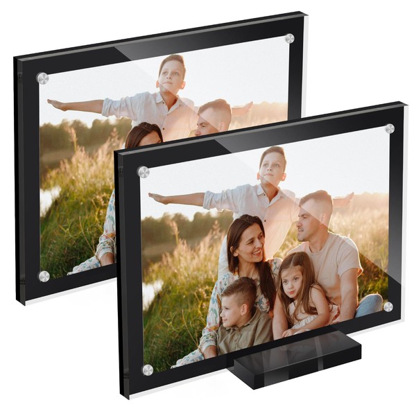 JUOIFIP 2 Pack Acrylic Magnetic Picture Frame 5x7, Clear Frame