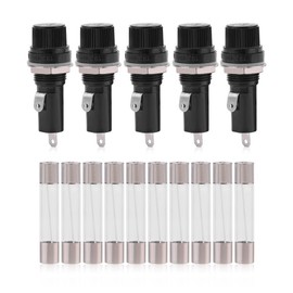 5 pieces terminal panel mount, 5 pieces panel mounting fuse holder socket fuse holder screw cap for 6 x 30 glass fuses AC 125 V 15 A/250 V 10 A 6 x 30 mm