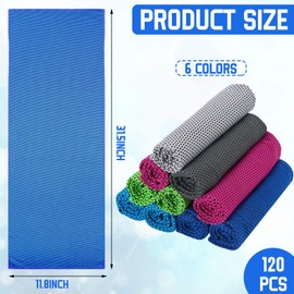 Redbaker 120 Pcs Cooling Towel Bulk for Neck and Face, Cool Cold Quick Dry Chilly Towel, Microfiber Ice Towel for Hot Weather Yoga Sports Golf Running Fitness Workout (Multicolor,11.81 x 47.24 Inch)