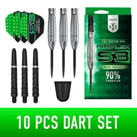 Harrows Dimplex Bomb & Tapered Darts Set I Professional Darts 90% Tungsten Steel Tip ALL Weights I 10pc Set with Black Dimplex Midi Shafts & Dimplex Flights (Bomb Shape, 21g)