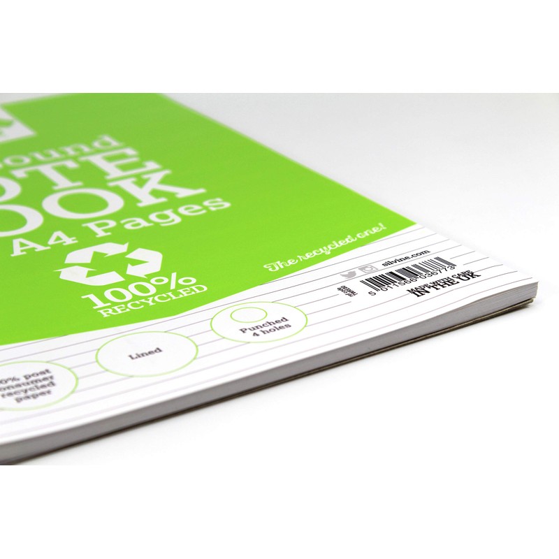 Silvine 104 Page A4 Everyday Recycled Wirebound Notebook, White, Ruled