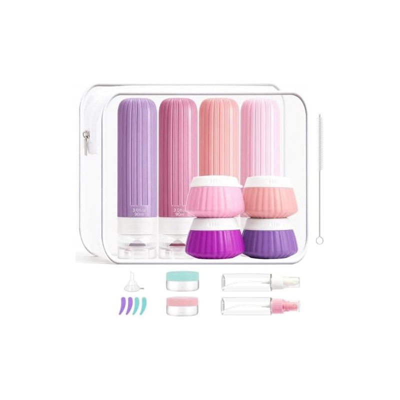 Kit de Viaje 18 Piezas Botellas de Silicona,Envases para Viaje