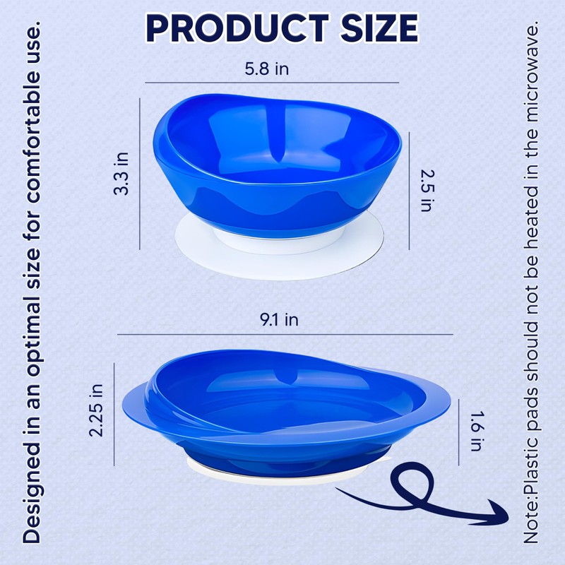 Spill Proof Scoop Plate and Bowl with Suction Base, Adaptive
