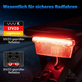 E-Mangue LED Bicycle Pannier Rack Light with Reflector, StVZO Approved Bicycle Rear Light, Brake-Sensing E-Bike Rear Light, LED Rack Rear Light for Night Cycling Safety