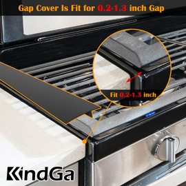 Silicone Stove Counter Gap Cover 21" by Kindga, Easy Clean Gap Filler Sealing Spills Between Kitchen Counter, Appliances,Stovetop, Oven, Washing Machine, Washer, Dryer Set of 2 (Black)
