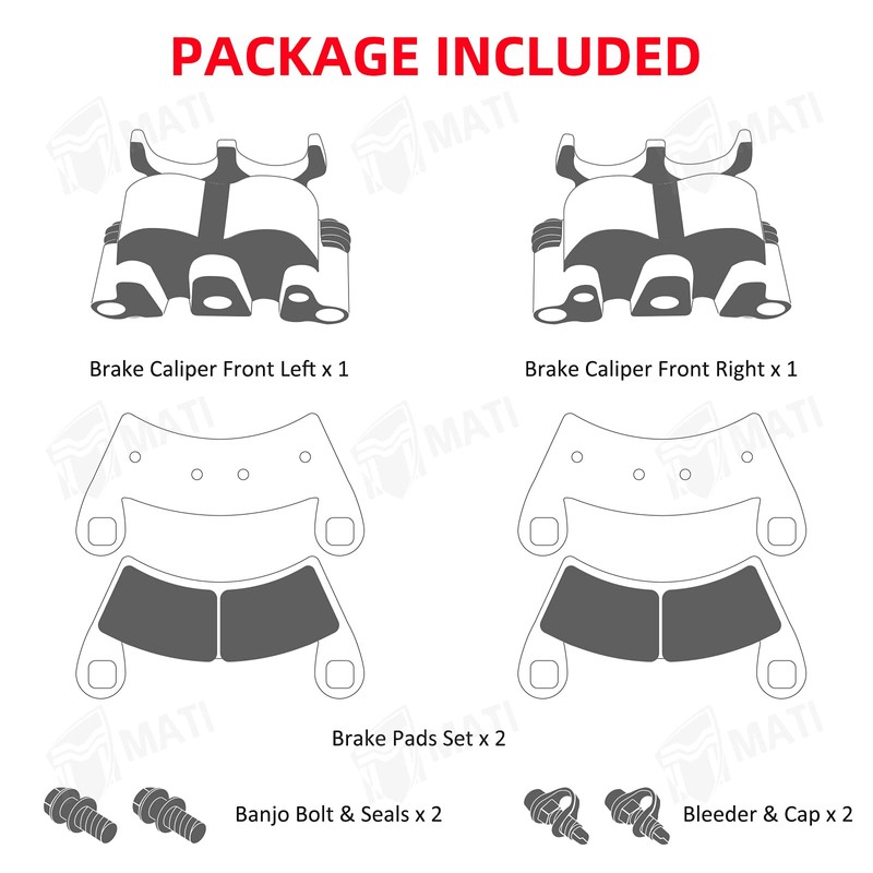 M MATI Front Left Right Brake Caliper Set with Pads