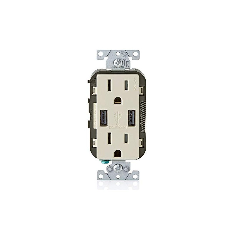 Leviton Contacto Duplex con Cargador Usb, Resistente a Interferencia de