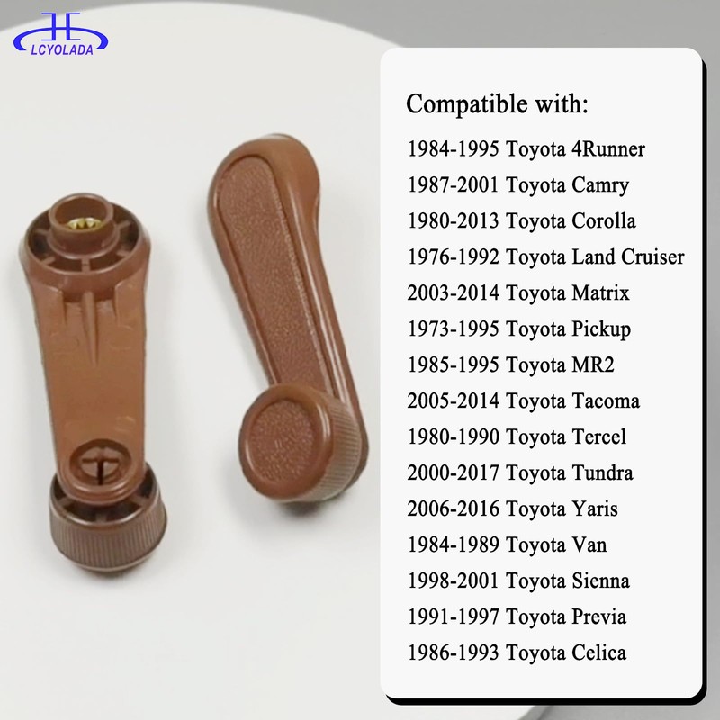 Lcyolada Window Crank Handle,Textured Brown,Compatible with 1973-2017 Toyota Tundra Yaris