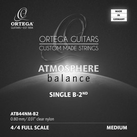 Ortega Guitars Atmosphere Balance Single Guitar 2th B-String Clear Nylon .031-Normal Tension-Made in Germany (ATB44NM-B2)