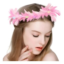 20 Piezas Diademas Con Brillo De Plumas Diademas De Ángel Rosa, Diadema Luminosa Con Luz Led Luminosas Fiest, Para Mujeres Y Niños, Cumpleaños, Navida
