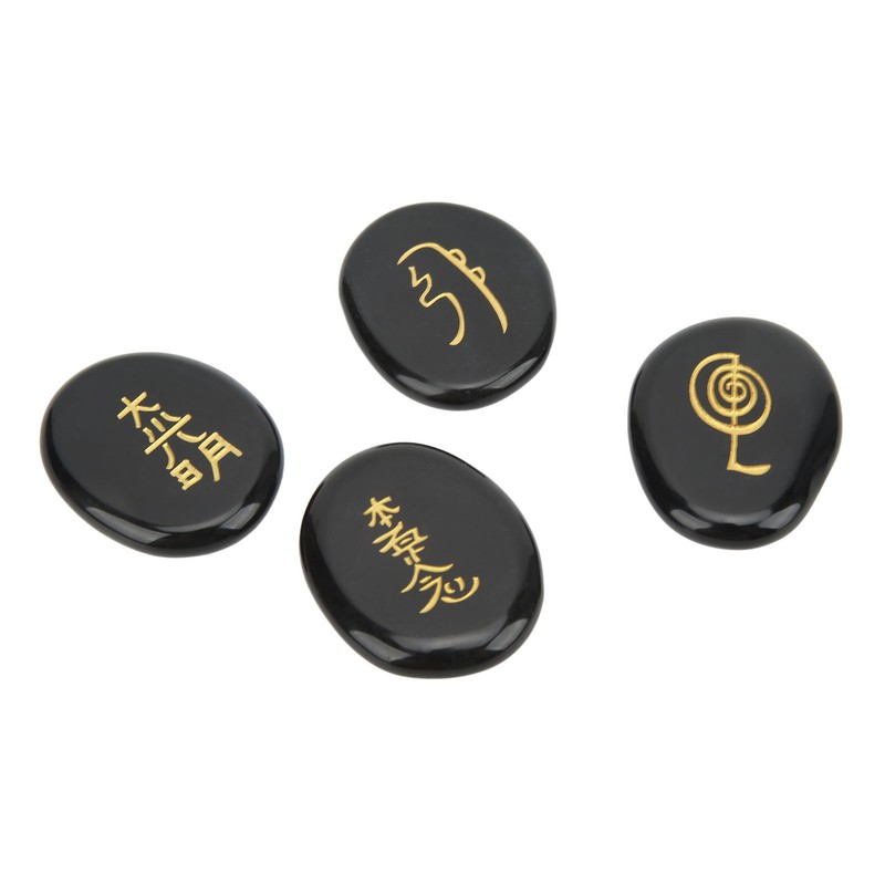 4Pcs Reiki Symbols Stones Smoother Surfaces Engraved Reiki Stones for