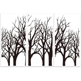 PLIGREAT 3 Sheets Tree Branches Rub on Transfer Stickers, Black Furniture Transfer Sticker for Crafts Waterproof Rub on Decals for Wood Furniture Scrapbook Home Decorations, 6"x12"/15x30cm