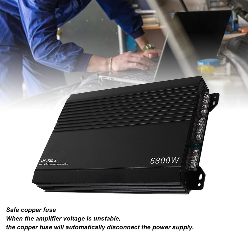 4 Channel Car Amplifier, Efficient Cooling System, Terminal Design, Copper