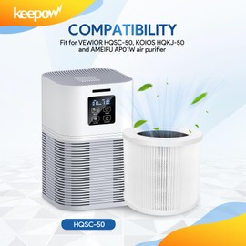 KEEPOW A1 Air Purifier Filters Compatible with VEWIOR Air Purifie-r HQSC-50, HQKJ-80, A1, AMEIFU AP01W, KOIOS HQKJ-50 Tailulu PUR0003, H13 True HEPA Filter for VEWIOR A1 Air Purifie-r Replacement