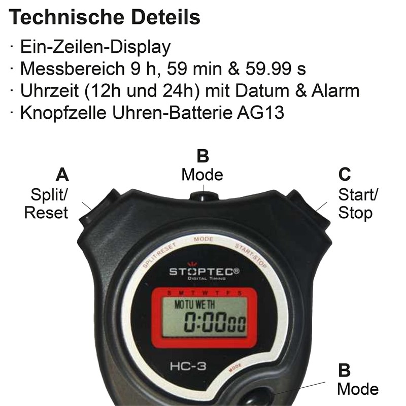 Stoptec HC-3 Stopwatch - Digital Stopwatch | Hobby | Sports