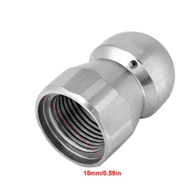 Sewer Jetter Nozzle Kit w/Hydro Jet, Random Flow & Button Sealing for Drain Cleaning，Stainless Steel 3/8 Inch - 4000 PSI (1, Silver)
