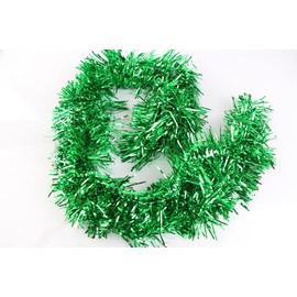 5 x Christmas Tinsel Thin Xmas Garland Tree Decorations - Green One Size