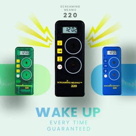 Screaming Meanie 220 Alarm Clock and Timer, Extremely Loud for Deep Sleepers, Multi-Purpose Clock, 3 Sound Levels (with 9v Battery Included) - Blue