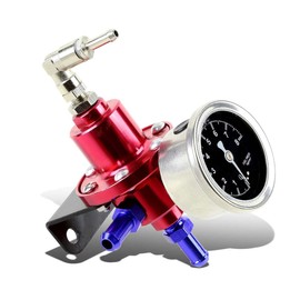 Auto Dynasty 160psi Adjustable Aluminum Fuel Pressure Regulator+Oil Filled Gauge (Red)