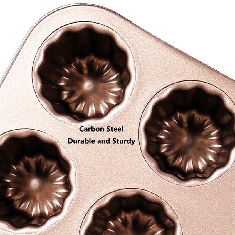 Cannele Baking Mould Carbon Steel Non-Stick Canneles Pan Gold