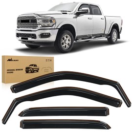 Nilight Window Rain Guards for Dodge Ram 2500 3500 Crew Cab 2019-2025 2026, Side Window Deflectors Vent Visors, Smoke Tint, Reduce Wind Noise, Car Wash Safe, 4PCS