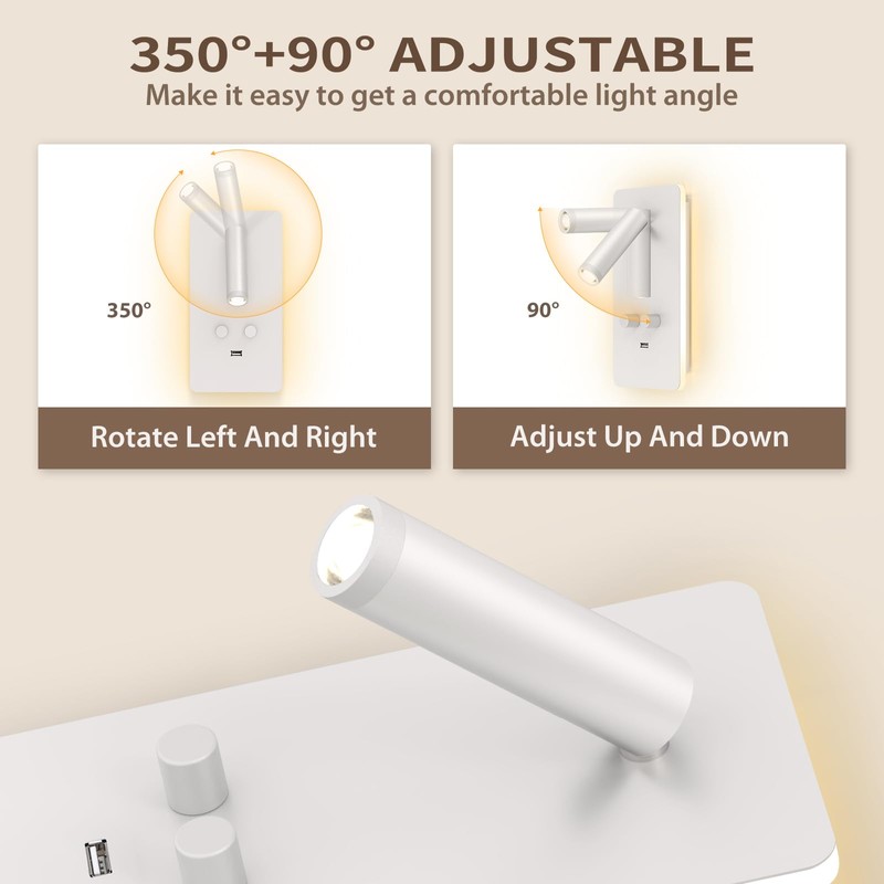 HYMELA M04 Dimmable Wall Mounted Sconces Reading Light Bedside Lamp