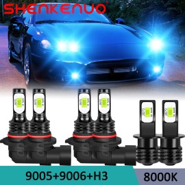 SHENKENUO For Mitsubishi 3000GT 1994-1999 6X LED Headlight Bulb Hi Lo Beam Fog Light Blue