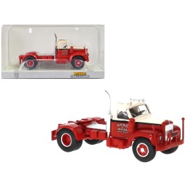 DCD 1953 B-61 Truck Tractor Red and Beige "Mackie the Mover" 1/87 (HO) Scale Model Car by Brekina