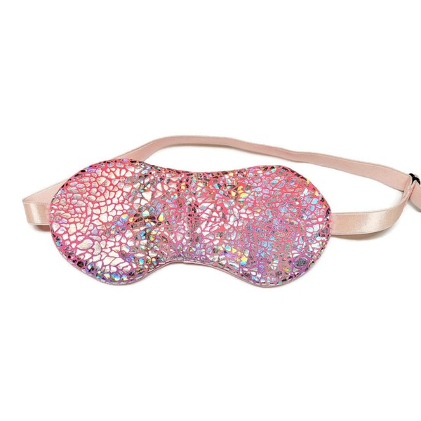 Sleep Mask Holographic Pink Fabric Adjustable Strap